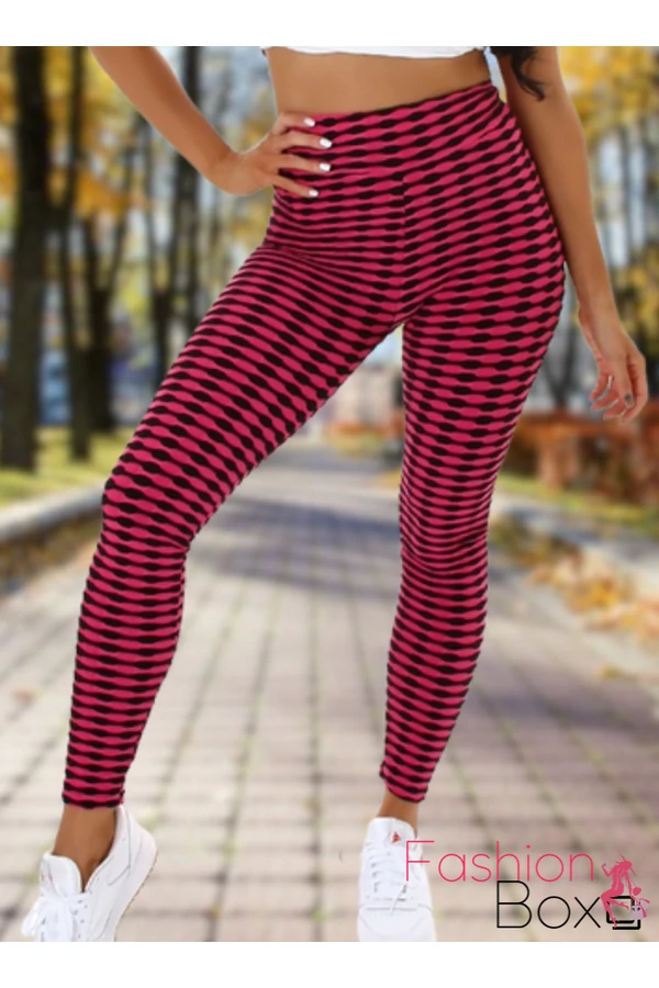 Alakformáló PUSH UP pink mintás fitness leggings / cicanadrág (8365)