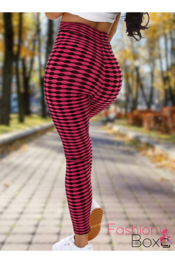 Alakformáló PUSH UP pink mintás fitness leggings / cicanadrág (8365)