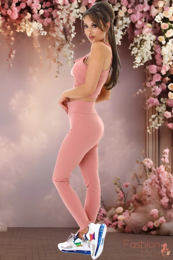 2 részes lazac színű fitness együttes Top + leggings / cicanadrág