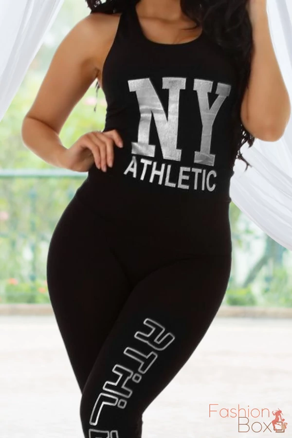 2 részes fitness szett nyomott ezüst felirattal Top + leggings / cicanadrág