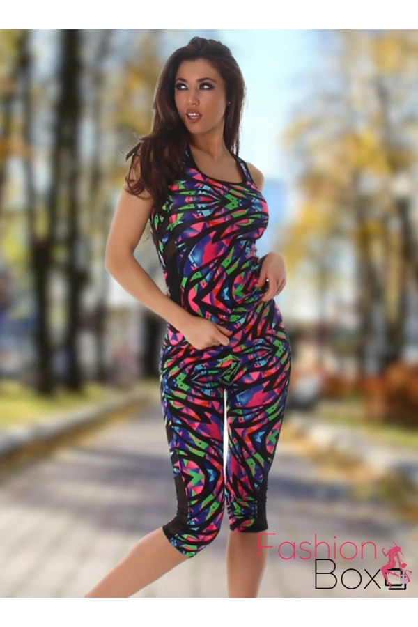 2 részes terep mintás fitness együttes Top + leggings / cicanadrág