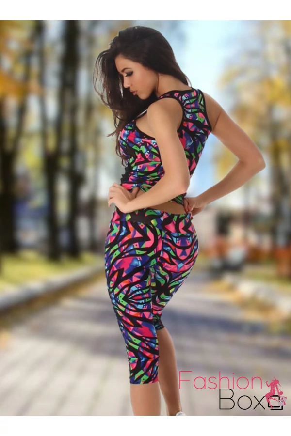 2 részes terep mintás fitness együttes Top + leggings / cicanadrág