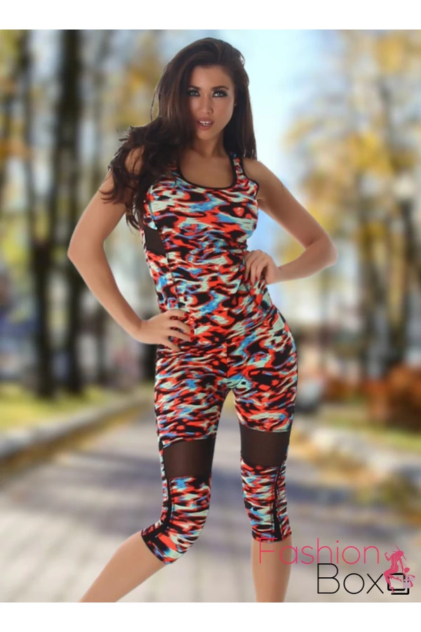 2 részes terep mintás fitness együttes Top + leggings / cicanadrág