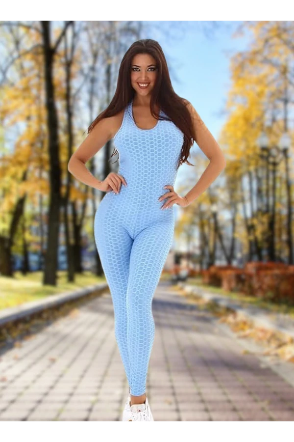 Kék alakformáló fitness overál