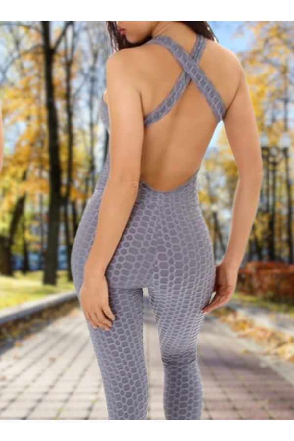 Szürke alakformáló fitness overál