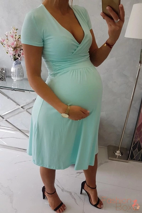 Plus size rövid ujjú menta lenge (kismama) ruha