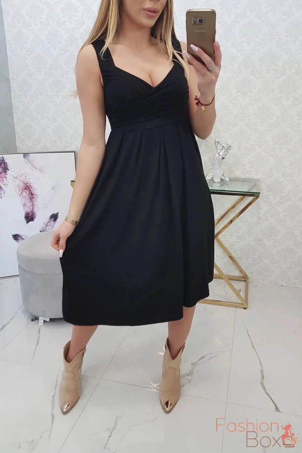 Plus size ujjatlan fekete lenge (kismama) ruha