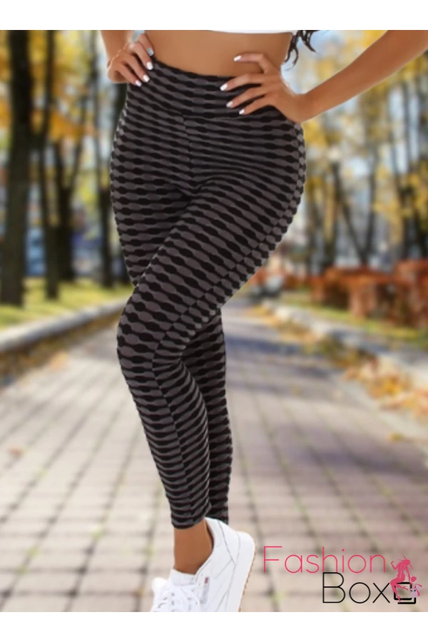 Alakformáló PUSH UP szürke mintás fitness leggings / cicanadrág (8365)