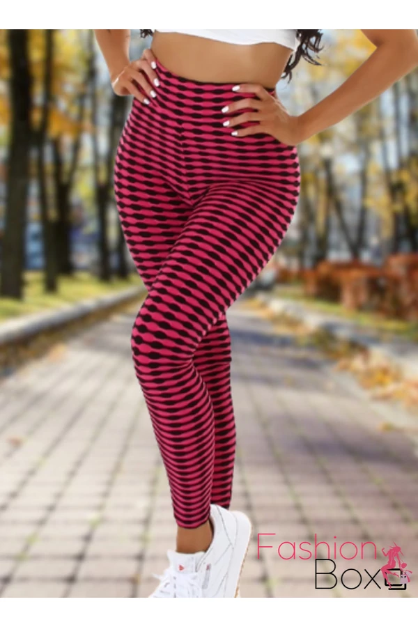 Alakformáló PUSH UP pink mintás fitness leggings / cicanadrág (8365)